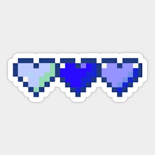 Blue Row of Hearts Pixel Art Sticker